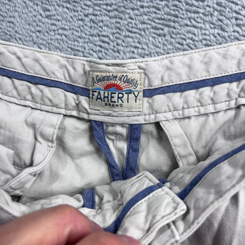 Faherty All Day Shorts Mens 31 Light Khaki Tan Flat Front Casual Chino 8in‎